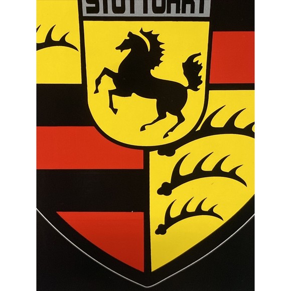 1 Porsche Crest Sticker Color Black Red Vinyl Decal Large - Picture 4 of 6